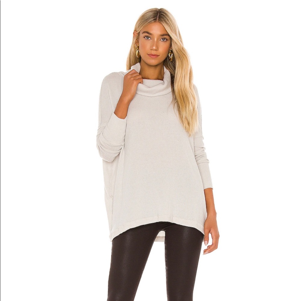 Free People Juicy Long Sleeve Top in Grey Opal NEW
